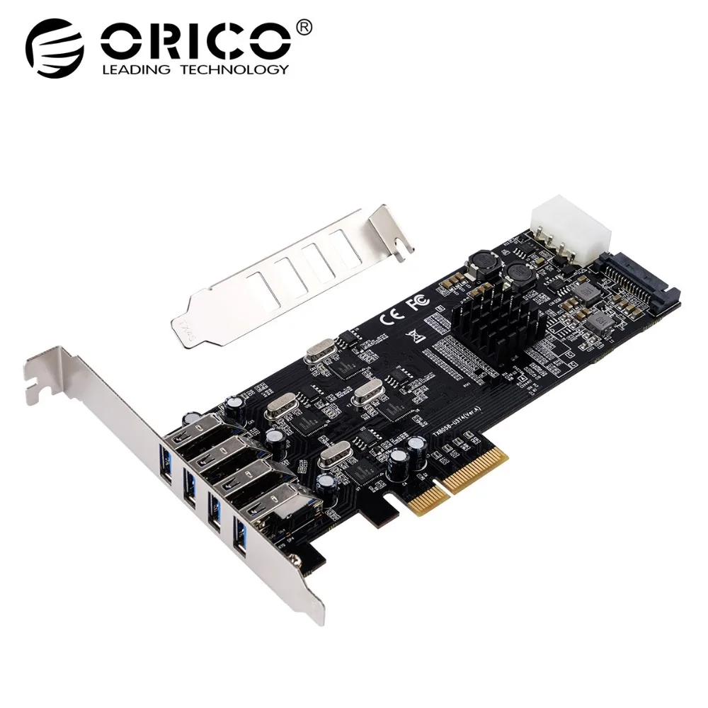 ORICO 4 порты и разъёмы PCIE для независимых USB3.0 Express карты расширения 5 Гбит/с скорость PCIe адаптер Поддержка Большой 4PIN 15PIN питание