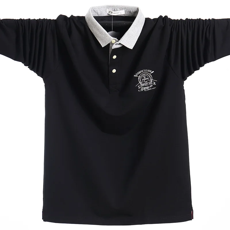 2018 new polo shirts men loose extra large lapel long sleeve plus size