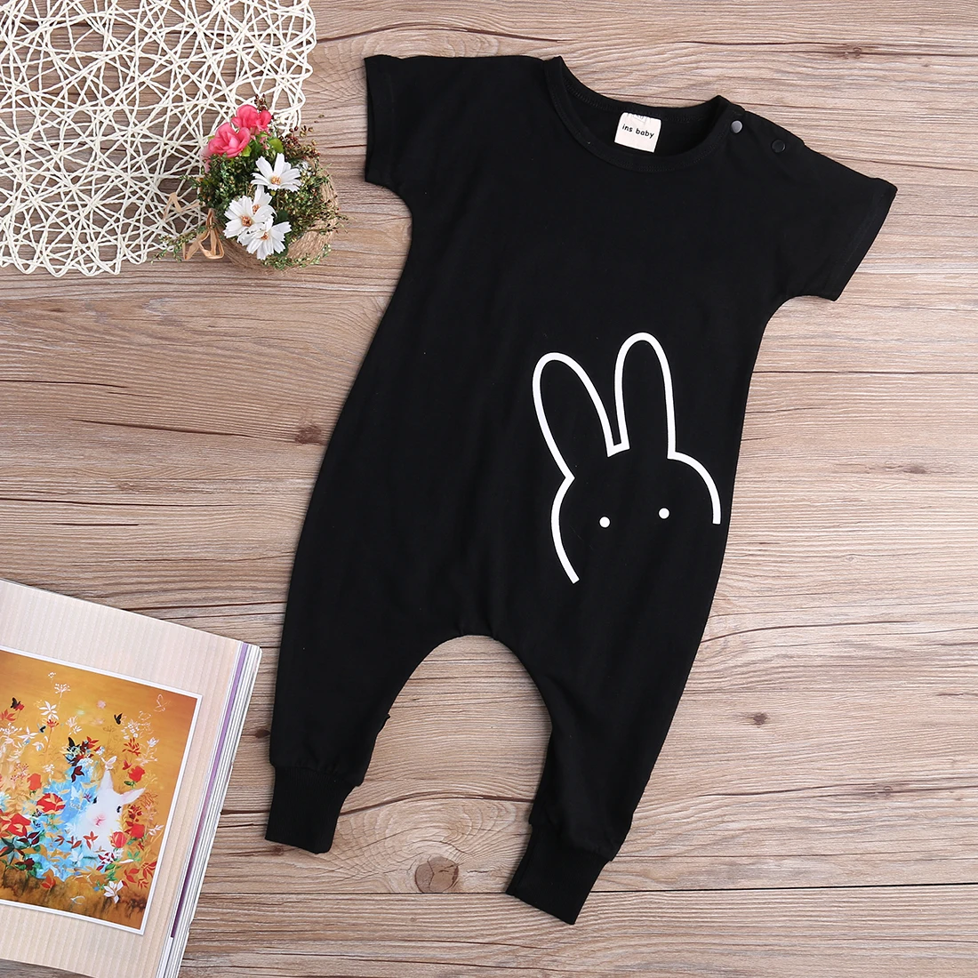 

Newborn Kid Baby Boy Girl Casual Rabbit Romper Quoted Long Pants Jumpsuit 1-5Y