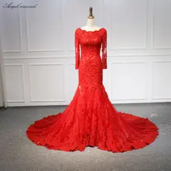 Ангел женат кружево Вечерние платья Русалка с длинным рукавом красный мать платье для женщин официальная Вечеринка vestido de festa 2018