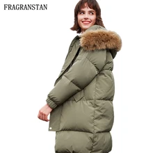 Для женщин Новинка зимы с капюшоном большой воротник пуховик Женская мода Армейский зеленый паракс дамы Повседневное куртки наивысшего качества JQ754