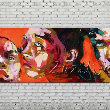 

Palette knife portrait Face Oil painting Character figure canva Hand painted Francoise Nielly wall Art picture for living room65