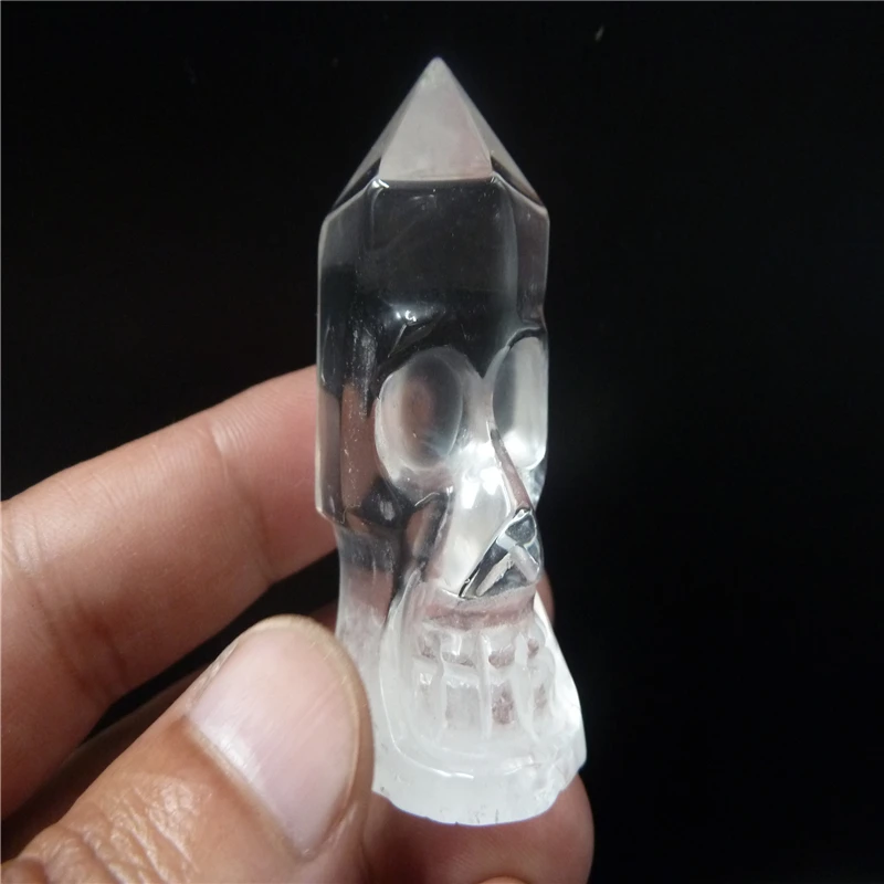 

NATURAL QUARTZ CRYSTAL WAND skull T365
