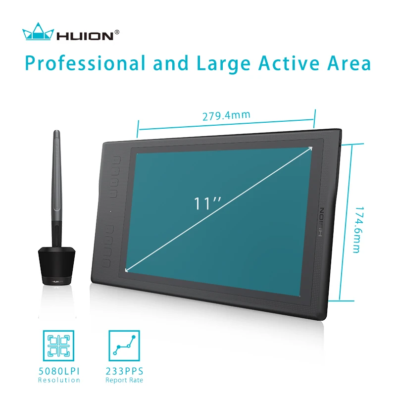 New Huion Inspiroy Q11K Wireless Graphic Drawing Tablet Digital