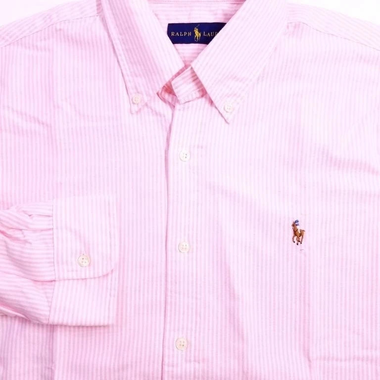 RALPH LAUREN MEN PINK STRIPED OXFORD SPORT SHIRT COTTON SZ L NWT $90