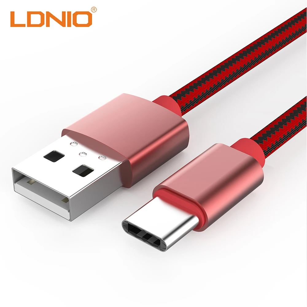 

LDNIO Type C USB Cable For Mobile Phone Huawei 1m Data Transfer Line Type-C Plug Quick Charging USB Cable Cord Adapter Connector