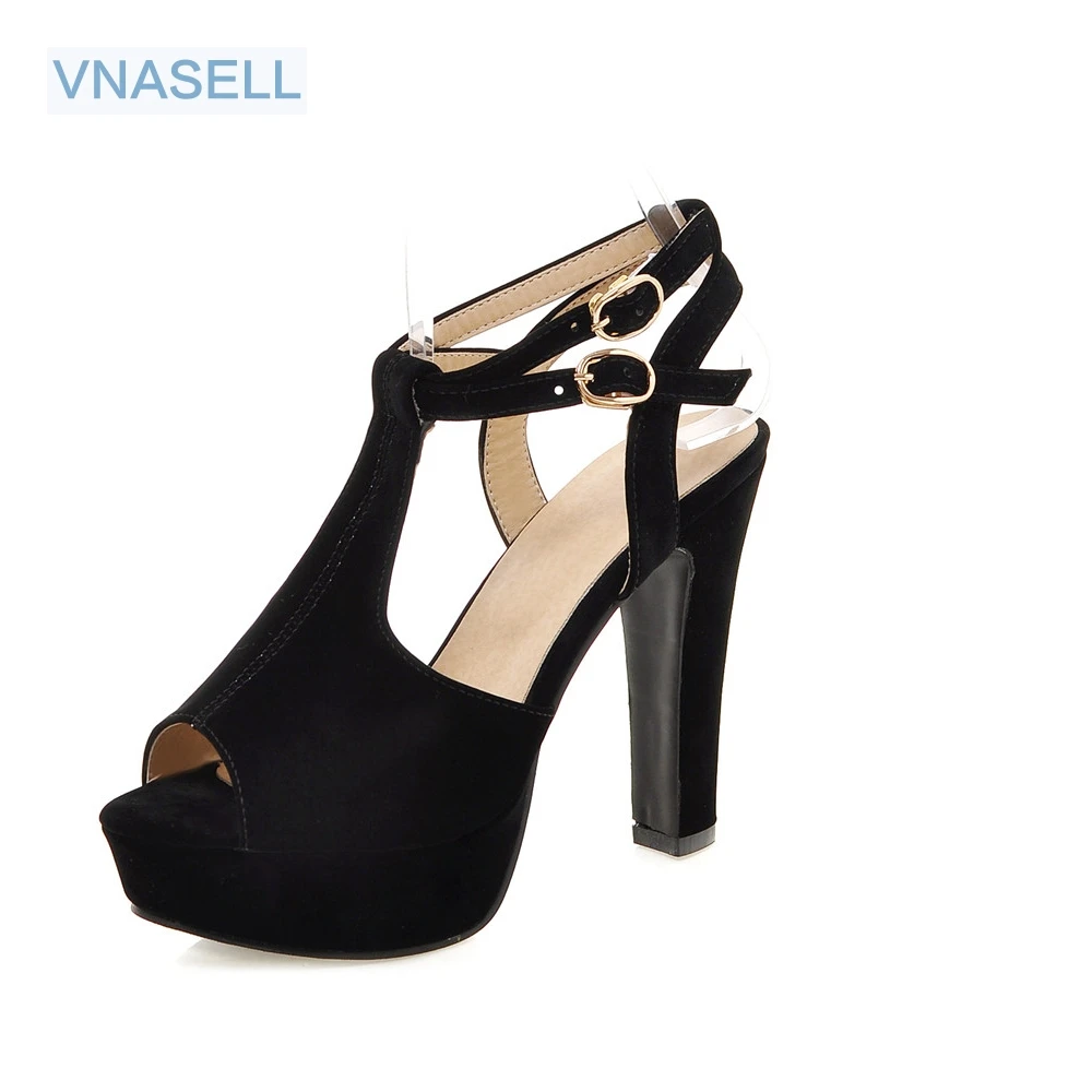 

sandals female summer thick heel high-heeled shoes white platform female elegant open toe shoe size 31 32 33 44 45 46