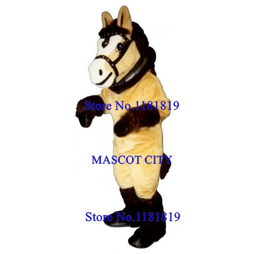 Mascotte Deluxe Golden Yellow Horse Mascot Pony Mustang Costume Adulto Anime Cosplay Cartoon Mascotte Fancy Dress Suit Kit