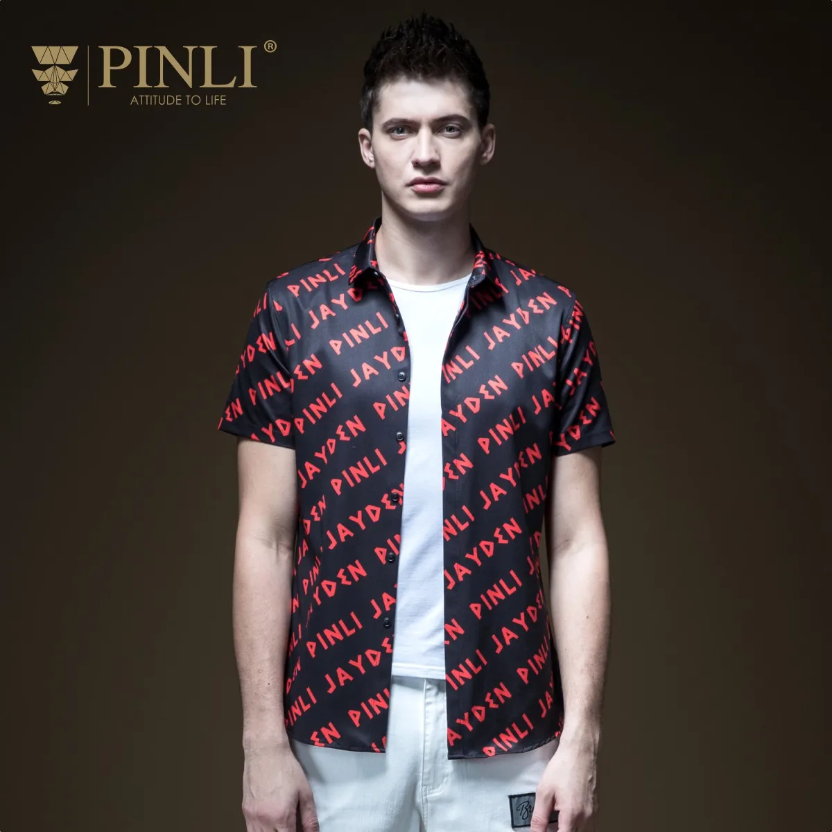

2018 Camisa Social Para Hombre Men Shirt Pinli Summer New Men's Decorated Body Printed Short-sleeved Clothes Tide B192113259
