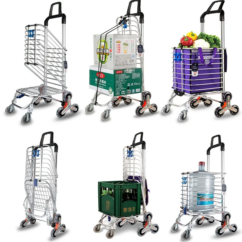 ChenDz-S Aluminum alloy trolley car portable folding trolley luggage cart trailer shopping cart trolley cart cargo truck Color : Red ChenDz-S Aluminum alloy trolley car portable folding trolley luggage cart trailer shopping cart trolley cart cargo truck Color : Red