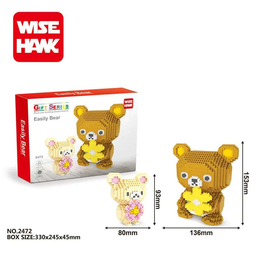 

WiseHawk Kawaii Big Size Rilakkuma Nanoblocks Japanese Anime Cartoon Mini Diamond Building Bricks Educational Toys For Children