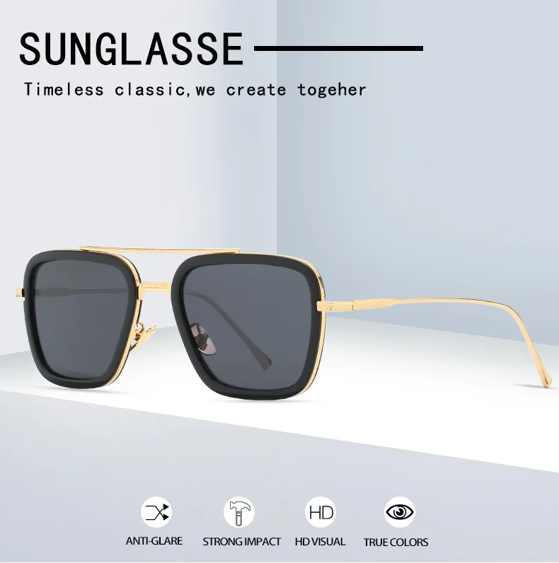KARL Роскошные модные брендовые Мстители Тони Старк винтажные квадратные мужские солнцезащитные очки для мужчин и женщин солнцезащитные очки для вождения Gafas De Sol квадратные
