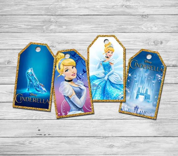 

Princess Cinderella Thank you Tags,Labels,Gift Favors,Birthday party decorations kids,Party supplies Candy bag label Baby Shower