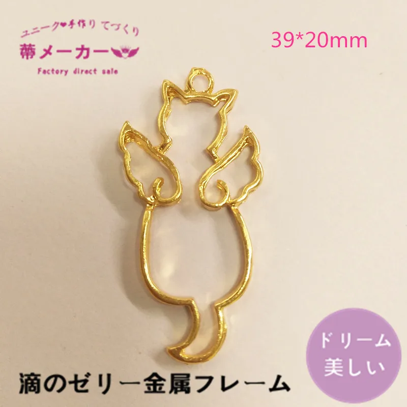 

10pcs cat with wing Bezel Gold Charm Bezel Setting Cabochon Setting UV Resin Charm for diy decoration