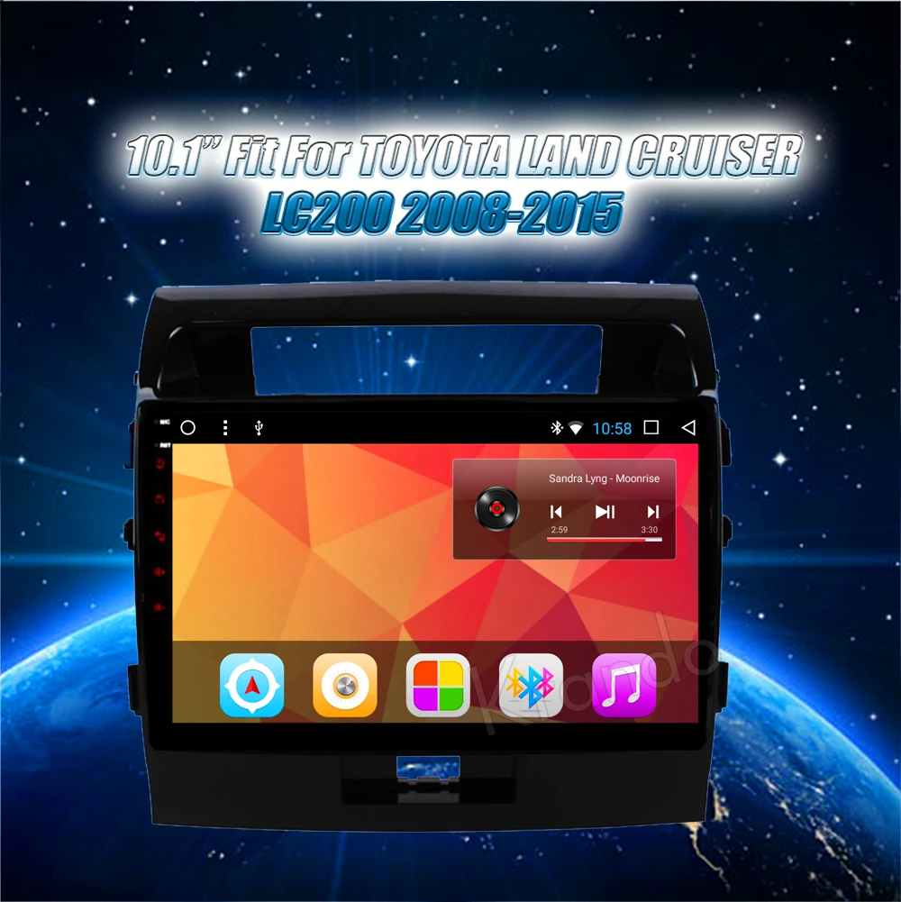 Best Krando Android 8.1 10.1" IPS Touch screen car multimedia system for TOYOTA LAND CRUISER LC200 2008-2015 radio player gps wifi BT 0