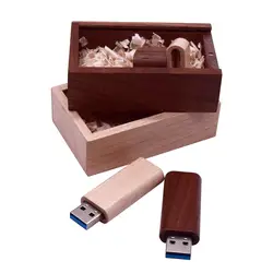 Деревянный USB + Подарочная коробка Usb флеш-накопитель 3,0 Pendrive 8 ГБ 16 ГБ 32 ГБ 64 Гб 128 ГБ U диск USB флеш-накопитель подарки настроить логотип