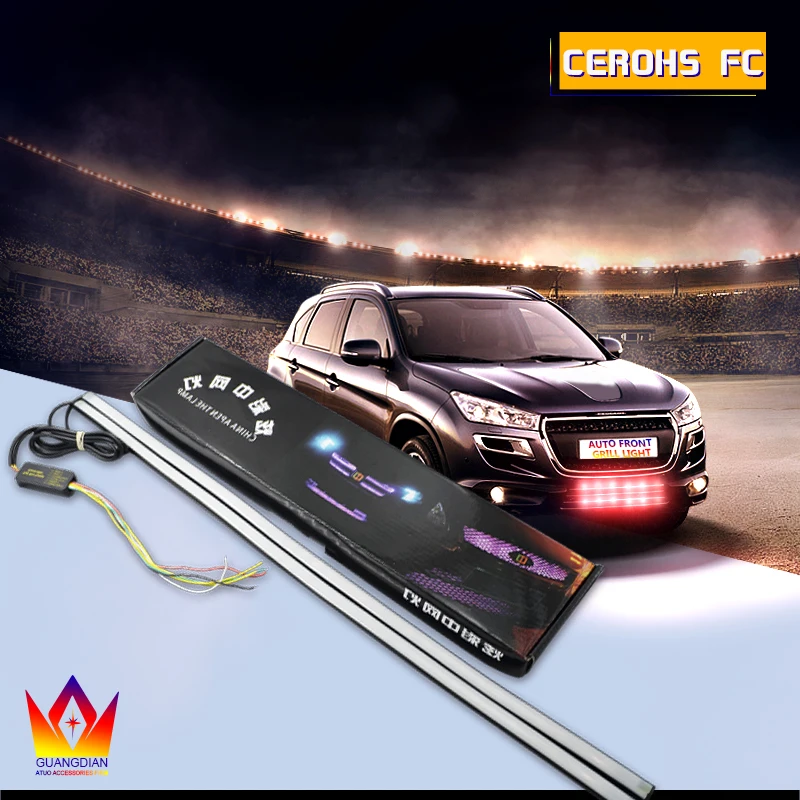 

Tcart Auto Led Net Light Car RGB Front Grill Auxiliary Lamp Warning Emergency Strobe Strip Flow Flashing Bulbs For Audi a3 8p q7
