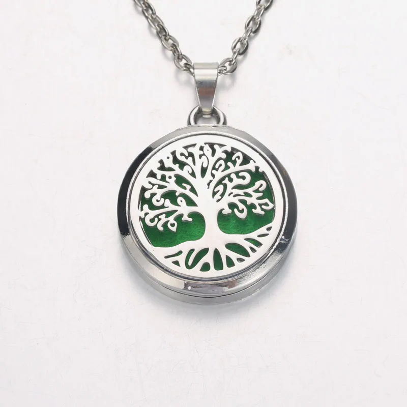 

Silver Aroma tree of Life Diffuser Necklace Perfume Essential Oil Diffuser Aromatherapy Pendant Necklace Trendy Women jewelry