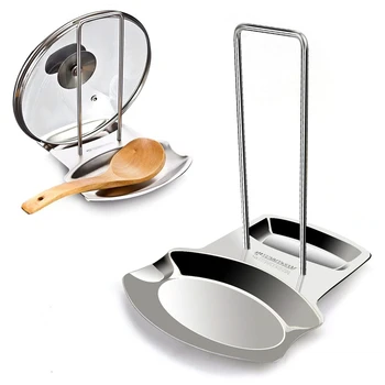 

Stainless Steel Lid and Spoon Rest Pot Lid Holder Spoon Holder Lid Rest Ladle Stand Pan Cover Kitchen Accessories