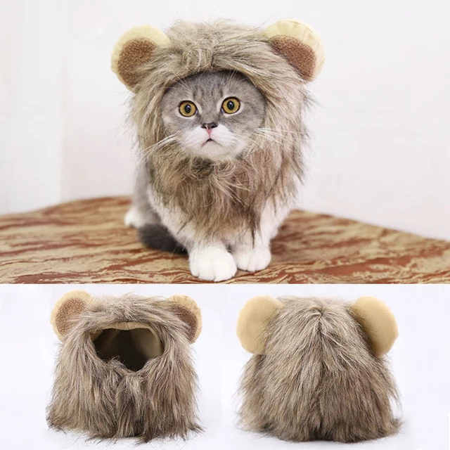 Lion Pattern Pet Hat For Dogs Cats Emulation Lion Hair Mane Ears Head