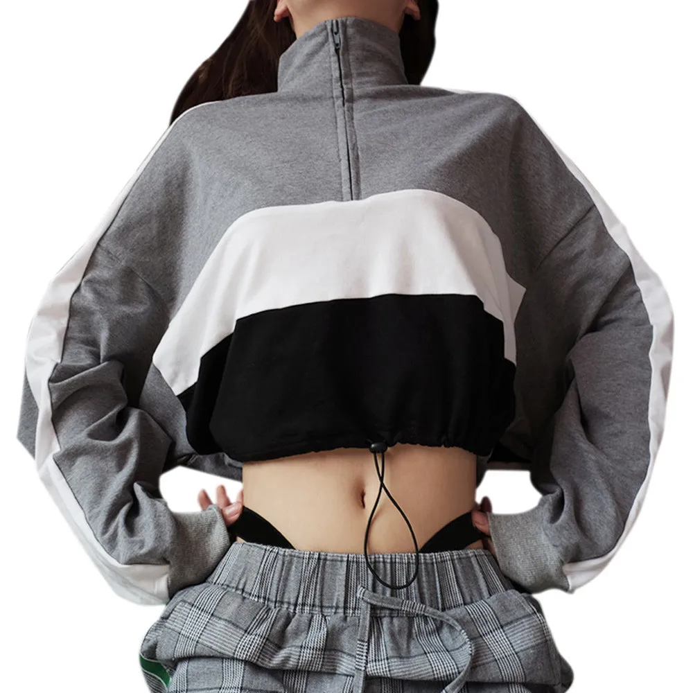 Women Crop Top hoodie Autumn Fashion Long Sleeve Pullover Sweatshirt