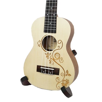 

23 Inch Ukulele Concert Acoustic Mini Guitar Rosewood Fretboard 4 Strings Spruce Wood Carvings Uke
