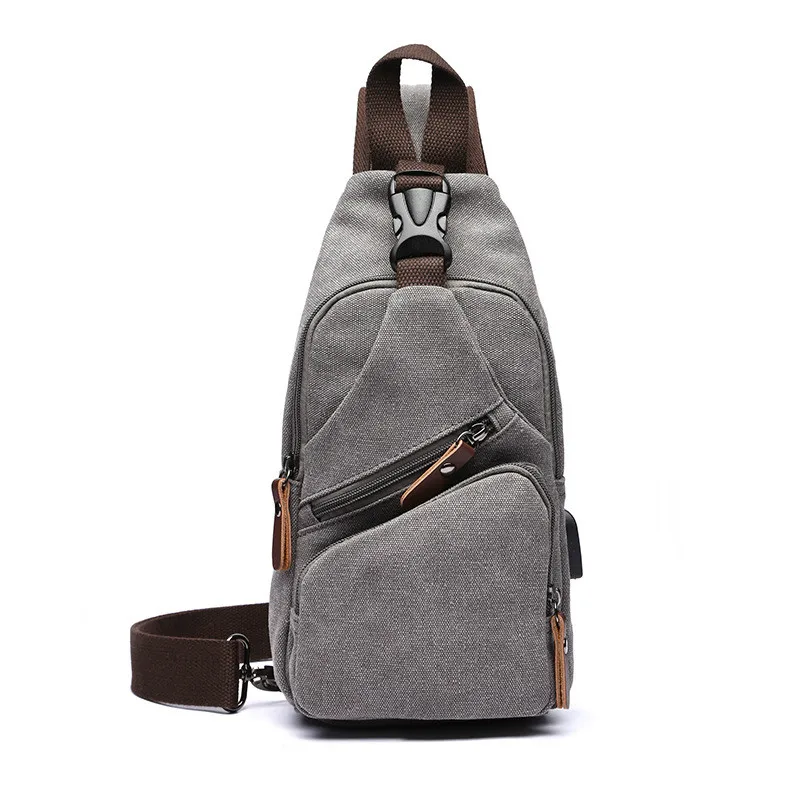 

New Retro Arrival men canvas bag Charging Chest Bag Travel Bag Fashion Multi-Function Messenger Bag waist packs