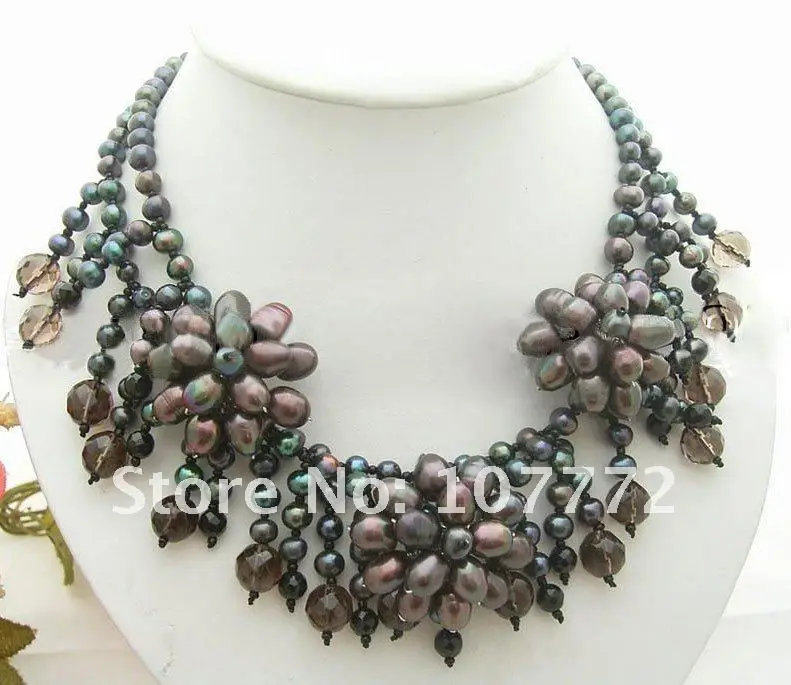 

Black Pearl Onyx Smoky Crystal Necklace