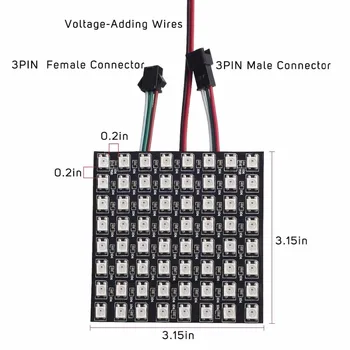 

8*8 64 Pixels RGB LED Pixel Screen WS2812B DC5V Digital Flexible LED Panel Display