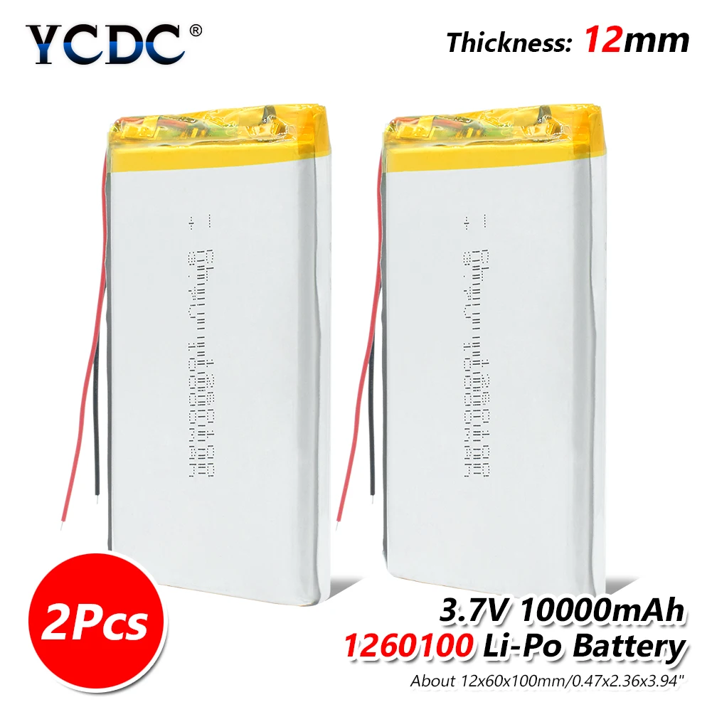 1/2/4 шт. литий-полимерный Перезаряжаемые батареи 3,7 V 1260100 10000mah высокой энергии литий-полимерный аккумулятор Батарея Замена пакет - Цвет: 2 pieces