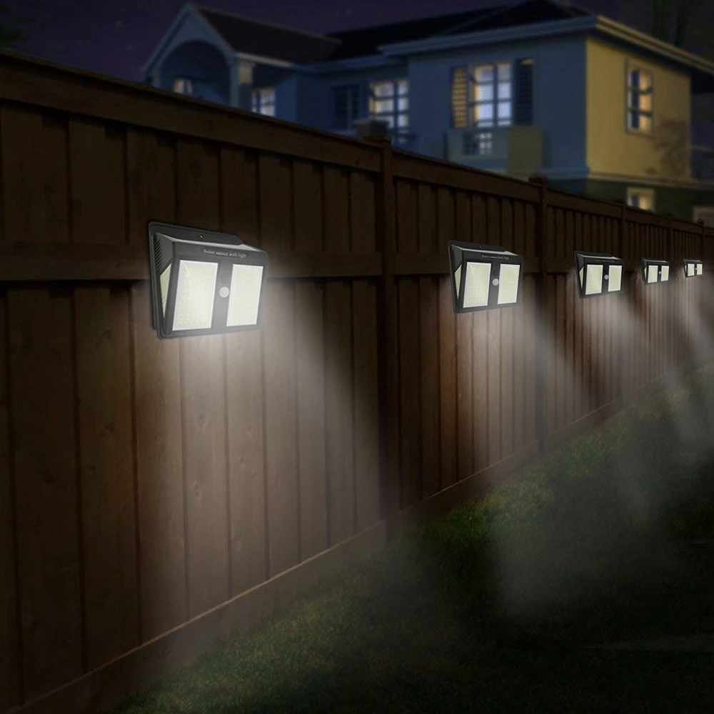 146 Bulbs LED Solar Light Four-Side Body Sensor Wall Lamp Light Control Water-Resistant IP65 Light