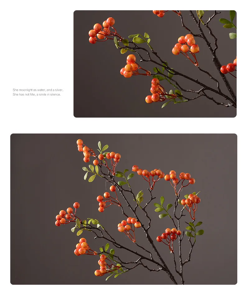 1 шт. искусственные ветки оранжевые Осенние фрукты Ягоды Искусственные пластиковые поддельные цветы имитация растений украшения для дома