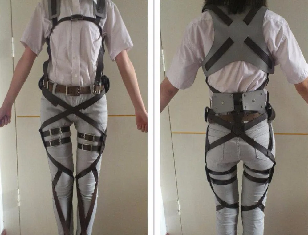 

Anime Attack on Titan Cosplay Eren Levi Shingeki no Kyojin harness belt hookshot costume