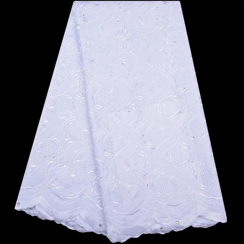 

White Color Embroidery Swiss Cotton Net Lace Dress With Stones For Wedding New Design Swiss Lace In Switzerland Dresses 1181B