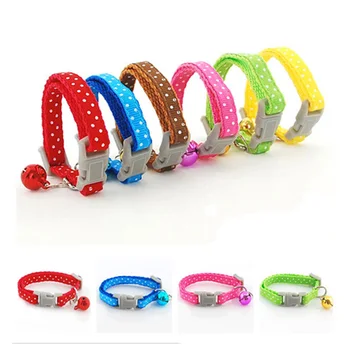 

1.0cm 9-13" Dog Nylon Collar Dot Polka Style Small Dog Puppy Pet Dog Cat Collar with Bells