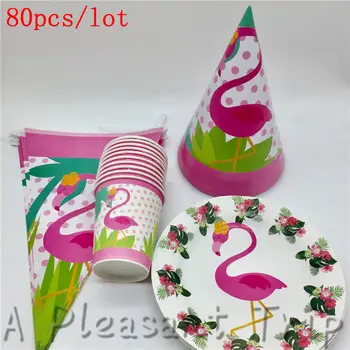 

80pcs/lot Party Supplies Cardboard Cup Cartoon Animals Flamingo Themed Party Children's Hats Decoration Gifts & Premiums