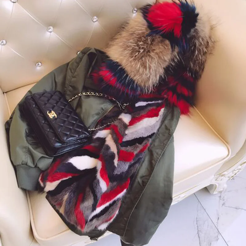 Veste Réel Parkas Doublure Laveur Naturel Grand 5 Fourrure 6 Femmes 3 Épaisse Hiver 1 Vison 2018 Manteau 4 Nouveau Chaud Raton De 2 Bomber TwwqdAvF