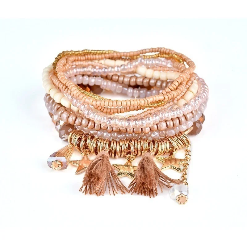 Fashion Multilayer Bohemia Tassel Bracelets for Women Elegant Charm Bracelets Bangles Set Beads Bracelets Jewelry Fashion Jewelry