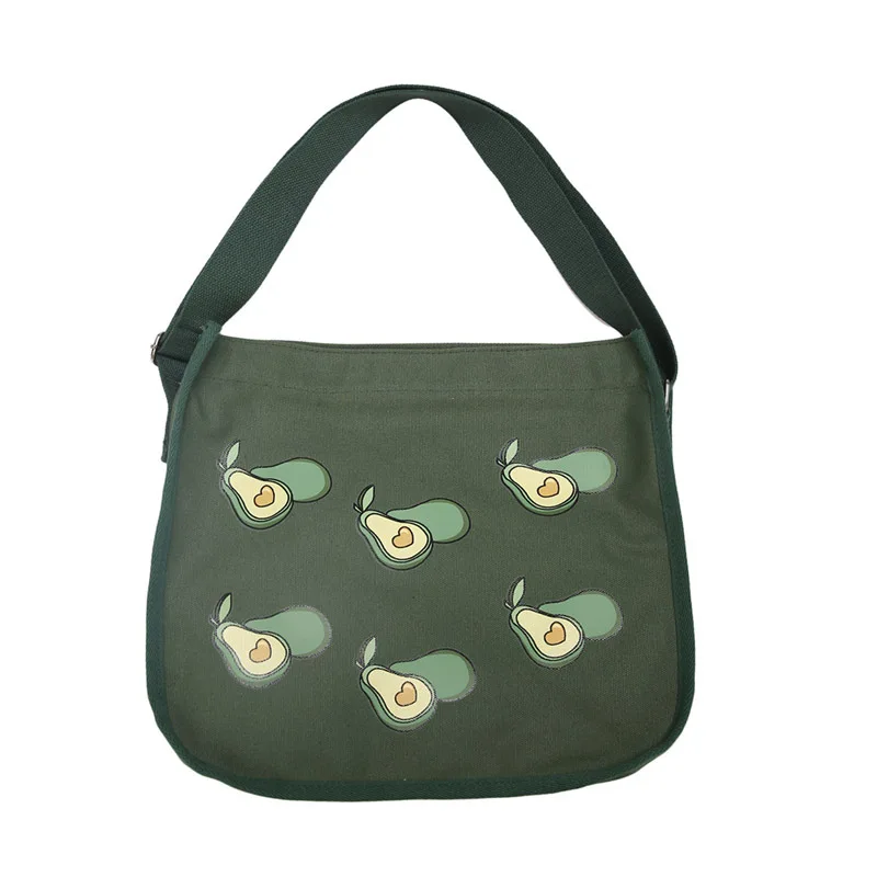 

Women Avocado Print Casual Handbags Shoulder Bags Portable Fruit Fresh Student Bags Shopping Messenger Bag