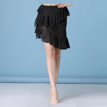 Новая Сексуальная юбка для танца живота с рюшами Женская одежда для выступлений танцевальное платье серебряная сетка