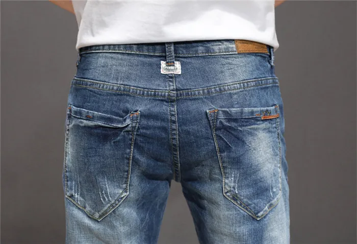 2019 осенне-весенние облегающие мужские джинсы, деловые Стрейчевые Прямые хлопковые джинсы, повседневные черные джинсовые штаны, брюки с