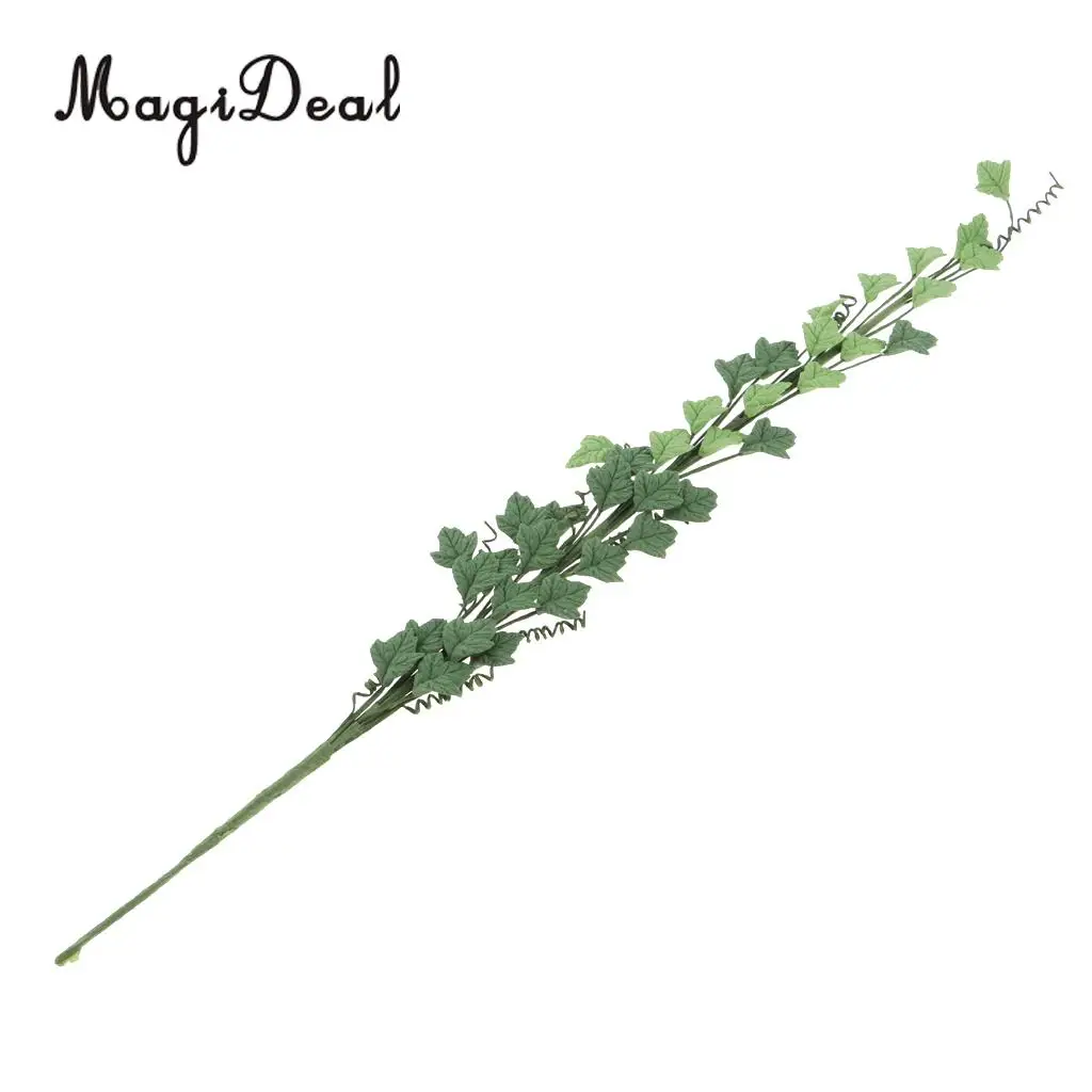 1/12 Scale Handmade Clay Boston Ivy Leaves String Rose Bouquet Dollhouse Indoor Outdoor Furniture Decor Kids Pretend Play Red