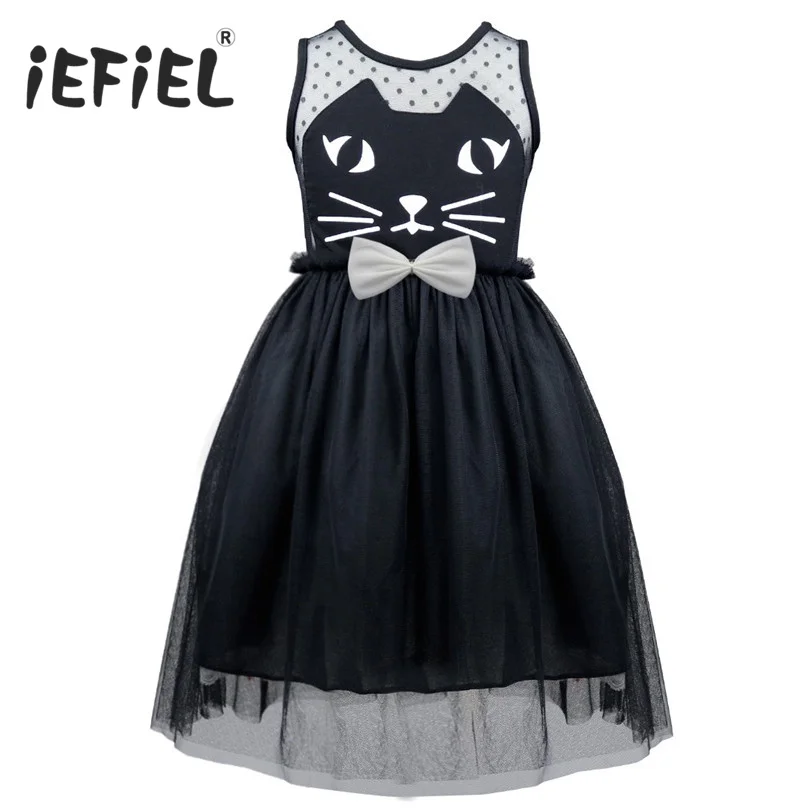 Catimini/платье с цветочным рисунком для девочек; летнее платье-пачка без рукавов для девочек; Сетчатое платье принцессы с рисунком кота; вечерние платья для торжеств; одежда для детей