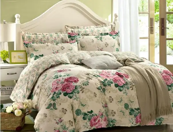 

Fushica and Osyter flowers duvet cover flat sheet pillowcase 3pc/4pc bedding set 100% cotton twin full queen king four size