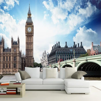 

Modern Custom British Clock Tower Architectural Landscape Backdrop Wall Photo Wallpaper Living Room Home Decor 3D Stereo Murals
