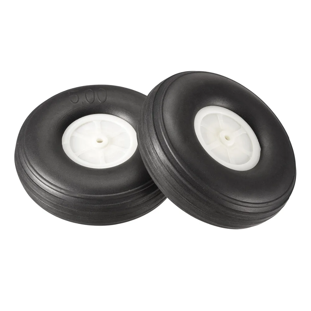 Uxcell Good Quality 2pcs 127*5mm OD*ID 40mm Thickness White Plastic Hub Black Foam Wheel Toy Car