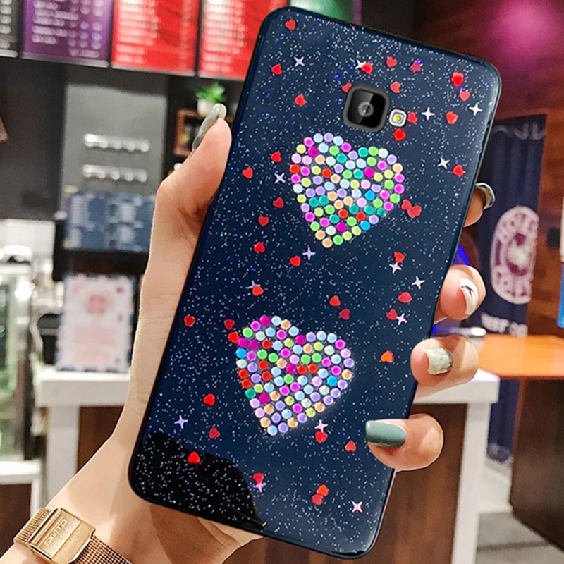 Flash glitter Soft TPU Case For Samsung Galaxy j2 Prime G532 2016 Diamond double love pattern Cover J5 J7 |
