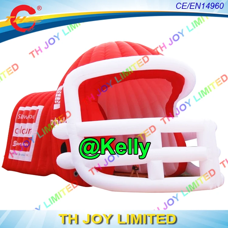 free shipping to door red giant inflatable helmet tunnel tent for sale, commercial inflatable football tunnel dome tent shelter