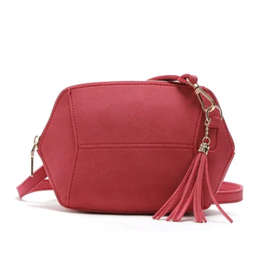 Модные матовые сумки на плечо из искусственной кожи; яркие цвета; женские сумки-мессенджеры; женские сумки через плечо с кисточками - Цвет: Red