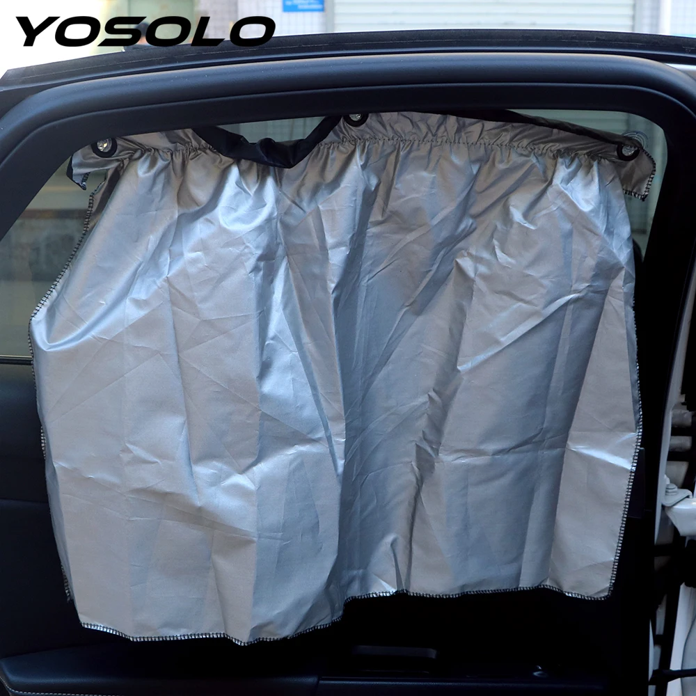 

YOSOLO 70*52cm 2 pieces/set Suction Cup Car Sun Block Curtains With Storage Bag Car Shade Protect Rear Side Window Curtain